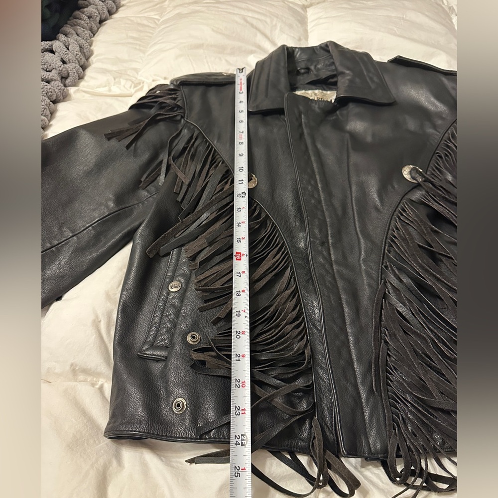 Open Road for Wilson Vintage Black Leather Fringe Jacket - Picture 13 of 14